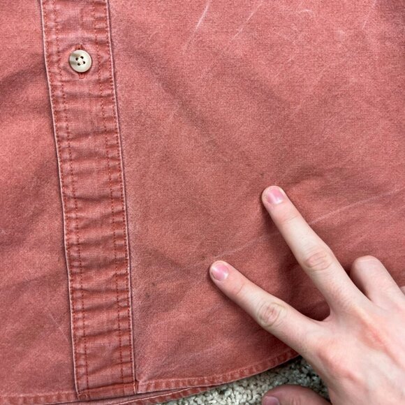 L.L. Bean Men's Size Medium REG 0FCW7 Cotton Button Front Shirt Acid Wash Orange - Picture 7 of 9